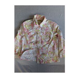 Sigrid Olsen Women 14W All Over Floral‎ Paisley Stretch Collared Pocket Jacket